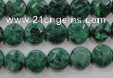 CPT231 15.5 inches 10mm faceted coin green picture jasper beads