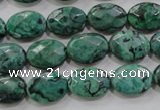 CPT237 15.5 inches 10*14mm faceted oval green picture jasper beads