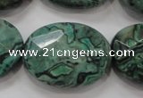 CPT243 15.5 inches 22*30mm faceted oval green picture jasper beads