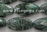 CPT245 15.5 inches 15*30mm faceted marquise green picture jasper beads