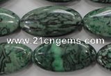 CPT246 15.5 inches 15*30mm marquise green picture jasper beads