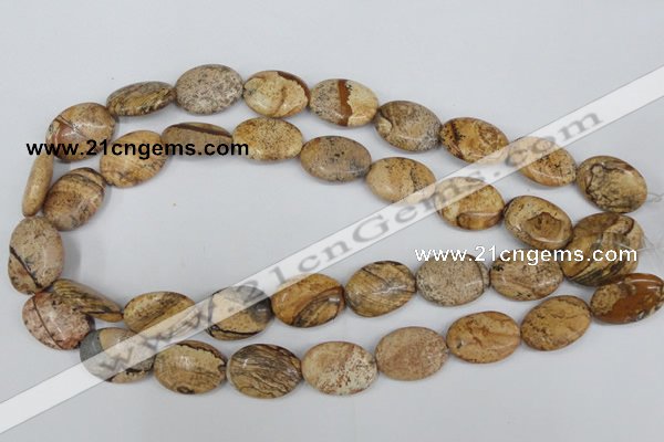 CPT252 15.5 inches 15*20mm oval picture jasper beads wholesale