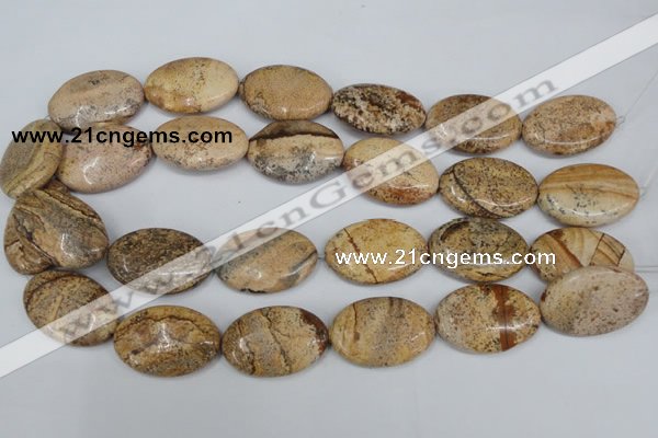 CPT254 15.5 inches 20*30mm oval picture jasper beads wholesale