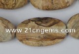 CPT255 15.5 inches 20*35mm oval picture jasper beads wholesale