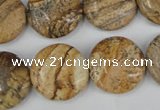 CPT258 15.5 inches 18mm flat round picture jasper beads wholesale