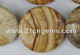 CPT260 15.5 inches 30mm flat round picture jasper beads wholesale