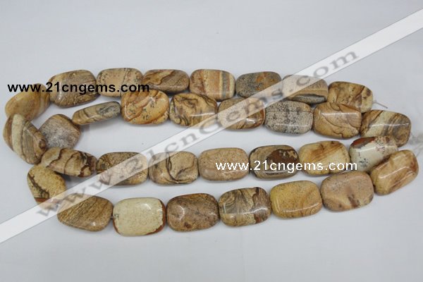 CPT261 15.5 inches 18*25mm rectangle picture jasper beads wholesale