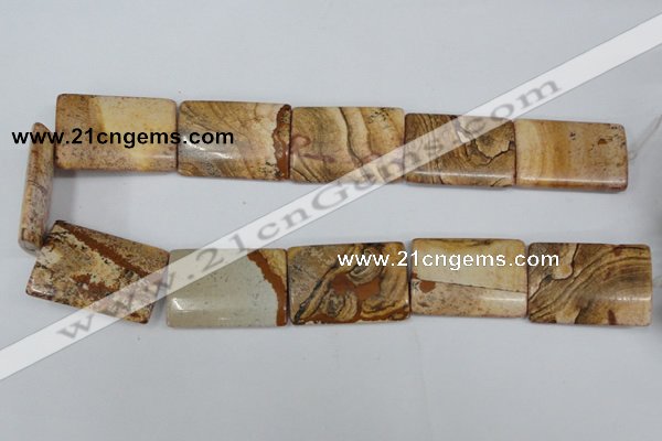 CPT265 15.5 inches 25*35mm flat tube picture jasper beads wholesale