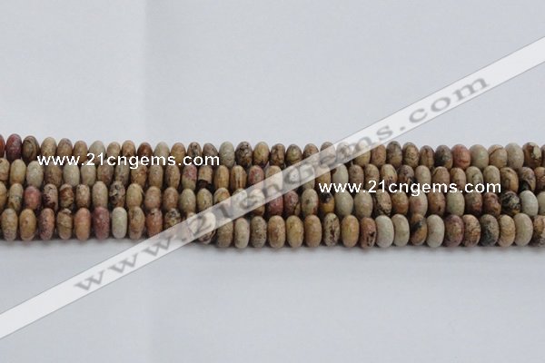 CPT271 15.5 inches 6*10mm rondelle picture jasper beads wholesale