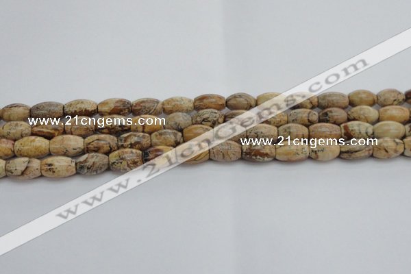 CPT272 15.5 inches 8*12mm rice picture jasper beads wholesale