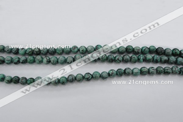 CPT301 15.5 inches 6mm round green picture jasper beads wholesale