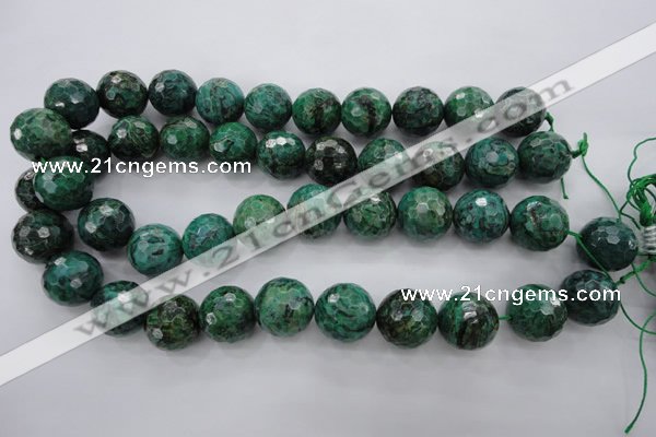 CPT304 15.5 inches 18mm faceted round green picture jasper beads