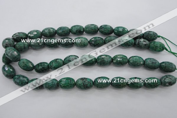 CPT305 15.5 inches 13*18mm faceted rice green picture jasper beads