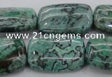 CPT315 15.5 inches 20*30mm rectangle green picture jasper beads