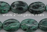 CPT319 15.5 inches 12*16mm oval green picture jasper beads