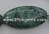 CPT324 15.5 inches 25*50mm oval green picture jasper beads