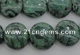 CPT329 15.5 inches 16mm flat round green picture jasper beads