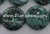 CPT332 15.5 inches 25mm flat round green picture jasper beads