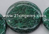 CPT335 15.5 inches 52mm flat round green picture jasper beads