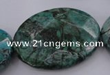 CPT340 15.5 inches 30*40mm faceted oval green picture jasper beads