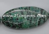 CPT341 15.5 inches 25*50mm faceted oval green picture jasper beads