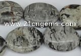 CPT356 15.5 inches 18*25mm oval grey picture jasper beads