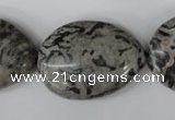 CPT358 15.5 inches 22*30mm flat teardrop grey picture jasper beads