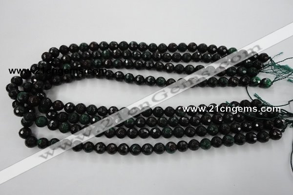 CPT402 15.5 inches 8mm faceted round green picture jasper beads