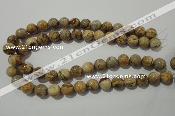 CPT455 15.5 inches 14mm round picture jasper beads wholesale