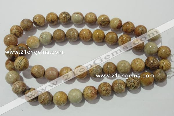 CPT456 15.5 inches 16mm round picture jasper beads wholesale