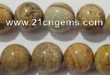 CPT457 15.5 inches 18mm round picture jasper beads wholesale