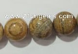 CPT458 15.5 inches 20mm round picture jasper beads wholesale