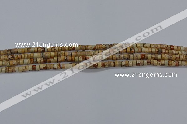 CPT461 15.5 inches 2*4mm heishi picture jasper beads wholesale