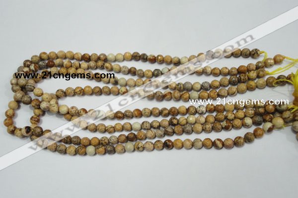 CPT501 15.5 inches 6mm faceted round picture jasper beads wholesale