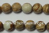 CPT503 15.5 inches 10mm faceted round picture jasper beads wholesale