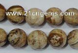 CPT505 15.5 inches 14mm faceted round picture jasper beads wholesale