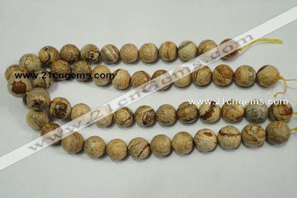 CPT506 15.5 inches 16mm faceted round picture jasper beads wholesale