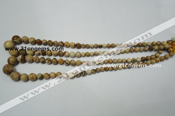 CPT510 15.5 inches 6mm – 14mm faceted round picture jasper beads