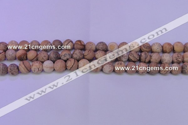 CPT523 15.5 inches 10mm round matte picture jasper beads