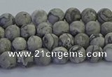 CPT570 15.5 inches 4mm round matte grey picture jasper beads