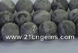 CPT572 15.5 inches 8mm round matte grey picture jasper beads