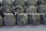 CPT573 15.5 inches 10mm round matte grey picture jasper beads