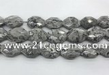 CPT580 18*25mm - 20*28mm faceted octagonal grey picture jasper beads