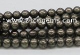 CPY05 16 inches 6mm round pyrite gemstone beads wholesale