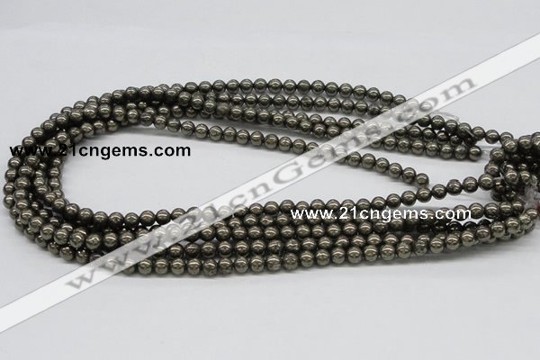 CPY05 16 inches 6mm round pyrite gemstone beads wholesale