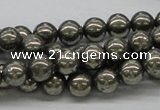 CPY06 16 inches 8mm round pyrite gemstone beads wholesale