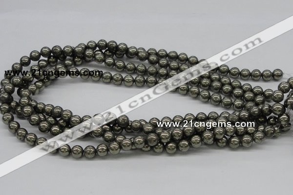 CPY06 16 inches 8mm round pyrite gemstone beads wholesale