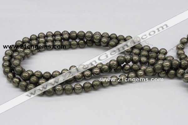 CPY07 16 inches 10mm round pyrite gemstone beads wholesale