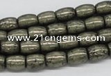 CPY09 16 inches 8*10mm drum-shaped pyrite gemstone beads wholesale