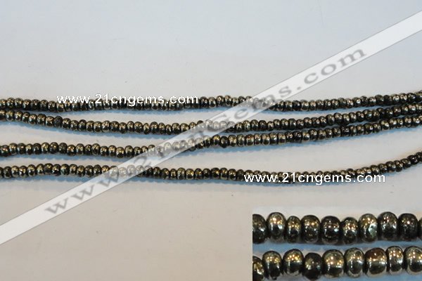 CPY100 15.5 inches 3*4mm rondelle pyrite gemstone beads wholesale